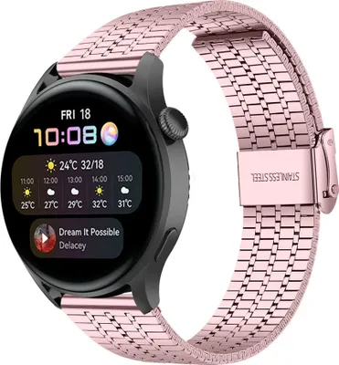 Produktbild von Strap-it Huawei Watch 3 (Pro) Edelstahlarmband (Rosa)