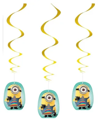 Produktbild von "Minions" Deko | 3 Hänger Folien Swirls  66 cm