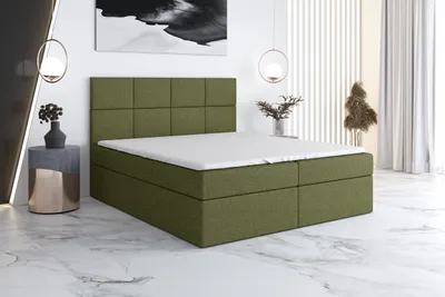 Produktbild von Boxspringbett LION 120x200 mit 2 Bettkästen, Bonell-Matratze und Topper. Farbe: Grün