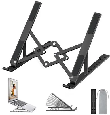 Produktbild von Ibenzoa® Robuster Aluminium-Laptopständer, höhenverstellbar & 8 Neigepositionen, faltbar, leicht, kompatibel mit MacBook Pro/Air, iPad, Lenovo, HP bis 101,6 cm