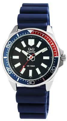 Produktbild von Q&Q Superior Herrenuhr mit Silikonarmband, Edelstahlgehäuse, 10 bar