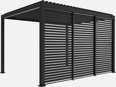 Produktbild von sweeek - Bioklimatische Pergola Triomphe 3x4m mit 3 Lamellenwänden 130 cm - Anthrazit