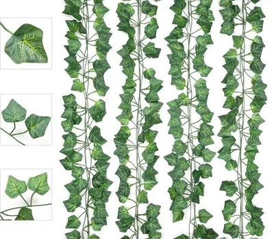 Immagine prodotto di Ghirlande artificiali di edera, 12 pezzi, 200 cm, verde