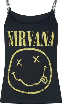 Produktbild von Nirvana Top Damen Smiley schwarz Band-Merch, Bands 95% Viskose, 5% Elasthan L