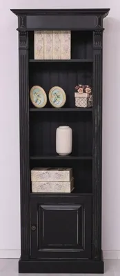 Produktbild von Casa Padrino Landhausstil Regalschrank Antik Schwarz 70 x 39 x H. 197 cm - Massivholz Schrank - Bücherschrank - Wohnzimmerschrank - Landhausstil Möbel