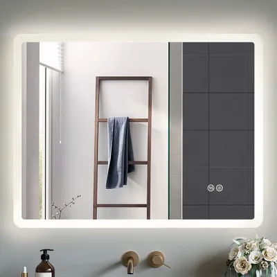 Immagine prodotto di HOROW Specchio da bagno 70*90 cm Specchio da bagno con illuminazione Specchio LED Specchio da parete intelligente con antiappannamento