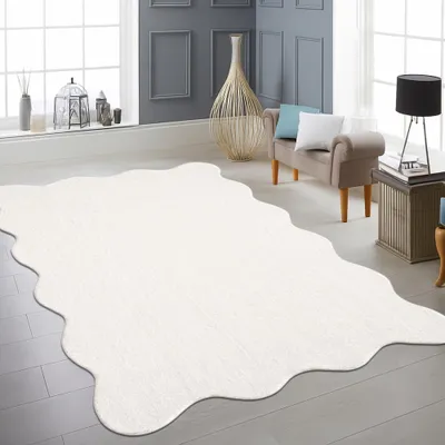 Produktbild von Teppich creme weich modern elegante Wellenform Größe - 160 x 220 cm