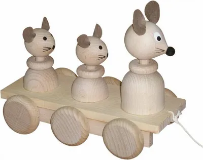 Produktbild von Miva Holz Nachziehspielzeug Mäuse - pädagogisches Spielzeug bunt