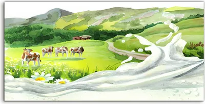 Produktbild von Coloray Acrylbild 120x60  Wandbild Acrylbilder Kühe in einer Wiese und Milchwelle