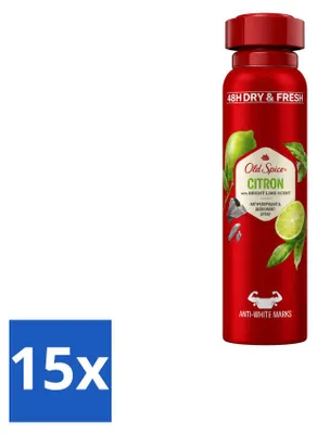 Imagen del producto de 15 aerosoles desodorantes Old Spice Citron - 150 ml - Paquete económico - 15 unidades