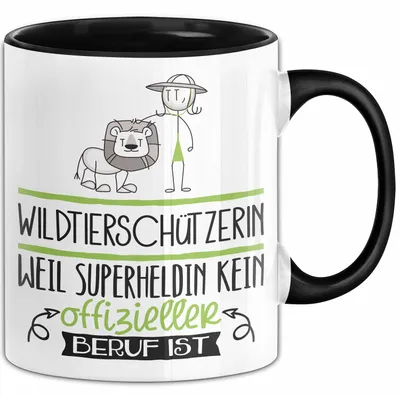 Produktbild von Wildtierschützerin Geschenk Tasse Lustiger Spruch Wildtierschützerin Weil Superheldin Kein Offizieller Beruf Ist Geschenkidee (Schwarz)