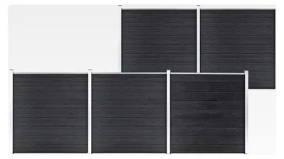 Produktbild von WPC-Sichtschutzzaun 872x186 cm, Steckzaun, Sichtschutz Komplettset, Gartenzaun Holz, Grau