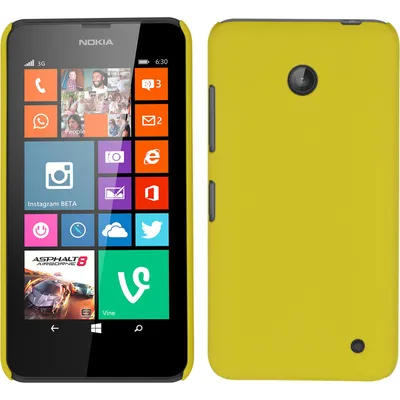 Produktbild von PhoneNatic Case kompatibel mit  Nokia Lumia 630 - Hülle gelb gummiert Hard-case + 2 Schutzfolien