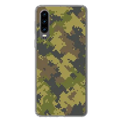 Produktbild von MuchoWow® Handyhülle Schutzhülle Hülle für Huawei P30 Illustriertes Tarnmuster von Pixeln Silikon Softcase Handy Hülle - Kartenbesitzer