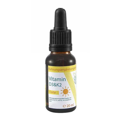 Produktbild von VITARAGNA D3K2 Forte Vitamin D3, K1 und K2 Tropfen in MCT-Öl, 20 ml, KI-generiertes Bild