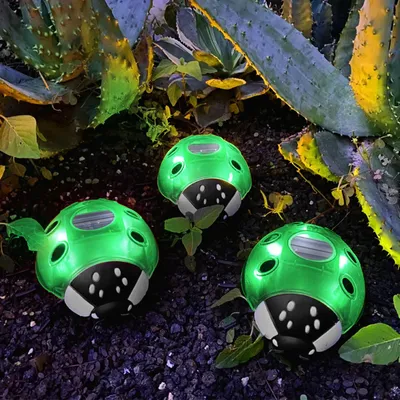 Immagine prodotto di Lampada da giardino a energia solare a forma di coccinella – Verde – 6 LED bianco caldo – 14,5 x 12 x 6 cm – Alimentazione solare – Si accende automaticamente al tramonto – Illuminazione esterna decorativa e sospesa [11764B]