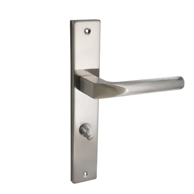 Produktbild von Domino Türgriff CONO M9 78 Drückergarnitur WC für Badezimmer, Links & Rechts, L-Form, Türbeschläge aus Aluminium Nickel Türdrückergarnitur