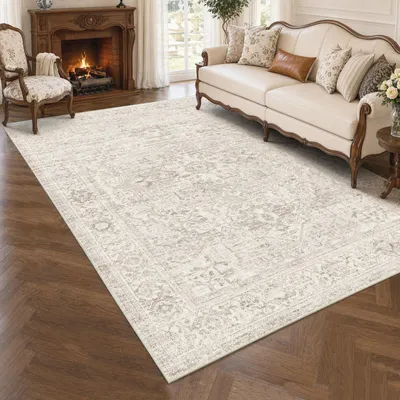 Productafbeelding van Vintage vloerkleed - Medaillon - Beige - 120 x 170 cm - Woonkamer
