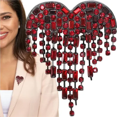 Produktbild von EDIBAZZAR | Elegante Herzbrosche mit Kristallen, rote Herznadel