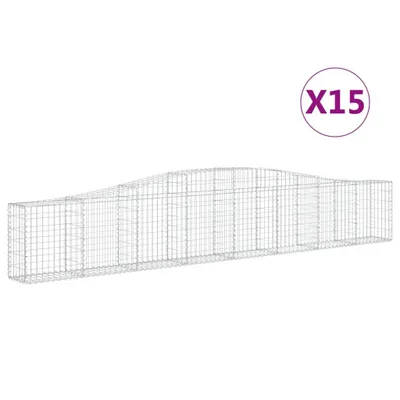 Produktbild von vidaXL Gabionen mit Hochbogen 15 Stk. 400x30x60/80 cm Verzinktes Eisen