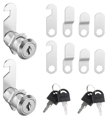 Produktbild von Briefkastenschloss Briefkastenschlösser Möbelschloss - 16 mm - 2er-Set mit 5 Schließblechen und 2 Schlüsseln - Schrank und Möbel