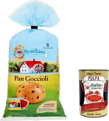 Produktbild von 6x Mulino Bianco Pan goccioli kuchen süße Snacks brioche, Brot mit Schokoladenchips 336g + Italian gourmet polpa 400g
