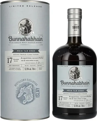 Image de Bunnahabhain 17 Years Old MÒINE TRIPLE CASK Limited Release Fèis Ìle 2023 52,6% Vol. 0,7l en boîte cadeau