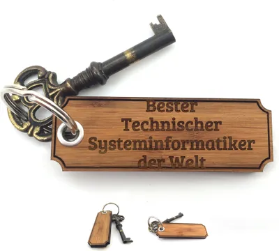 Produktbild von Mr. & Mrs. Panda Schlüssel Anhänger Technischer Systeminformatiker - Bambus - Geschenk, Glücksbringer, Schenken, Studium, Ausbildung, Taschenanhänger, Geschenke, Gravur