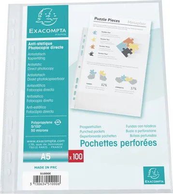 Produktbild von Exacompta 51000E Prospekthüllen genarbt Kristall A5 100 Stück