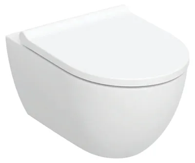 Immagine prodotto di Geberit Acanto Set vaso sospeso Unità di lavaggio per WC, design chiuso in Vetroceramica, TurboFlush, con sedile per WC, bianco con KeraTect