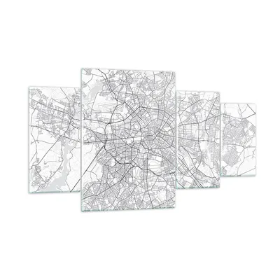 Produktbild von Bilder auf glas - 4 Teile - Stadt Karte Berlin - 160x90cm - Glasbilder - Wandbilder - Bilder - zum Aufhängen bereit - Wanddekoration aus Glas - Glas Bilder - Wandbild auf Glas - GDL160x90-4681