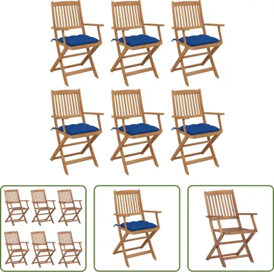 Produktbild von The Living Store Klappbare Gartenstühle 6 Stk. mit Kissen Massivholz Akazie