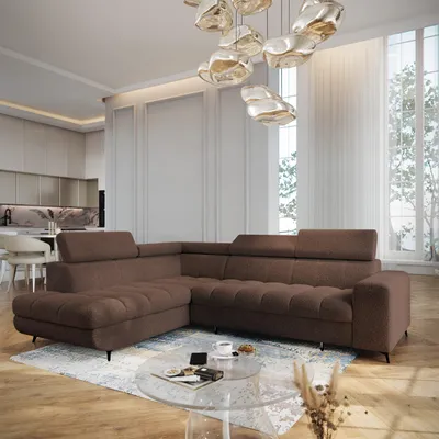 Produktbild von Masseno Ecksofa MORIVA Q L-S mit Schlaffunktion L-Form, Sofa mit Bettkasten, Wohnzimmersofa, Couch, Soffa, Bettsofa, Couchgarnitur- Braun, QUELLE 25
