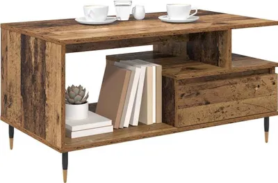 Zdjęcie produktu dla vidaXL Stolik kawowy z szufladami z drewna odzyskanego 90 x 49 x 45 cm materiał drewnopochodny