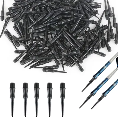 Produktbild von Dartspitzen aus Kunststoff - 200 Stück - Softdartspitzen - schwarze Dartspitzen - Zubehör - Ersatzspitzen - Dartpfeilspitzen zur Verbesserung deiner Dartfähigkeiten