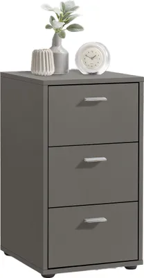 Produktbild von Nachttisch Nachtschrank mit 3 Schubladen in dunkelgrau / Lava, VUKA-10, für Boxspringbetten geeignet, B/H/T ca. 35/62,4/39,9 cm