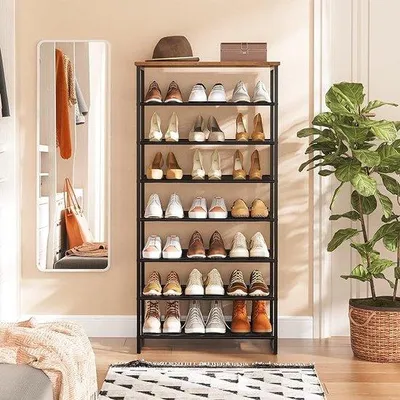 Produktbild von Famanu Schuhregal mit industriellem Stil - Rustikales Braun und Schwarz