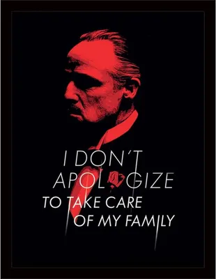 Image de Le Parrain - imprimé "Don't Apologize" PM4829 (40 cm x 30 cm) (Rouge/Noir)