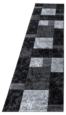 Produktbild von Teppich Läufer Wohnzimmer Schwarz 80x300 Kariertes Design