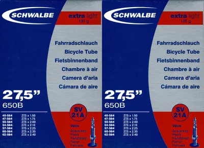 Produktbild von 2x Schwalbe SV 21A 27.5 Zoll Extra Light Schlauch Sclaverand Ventil