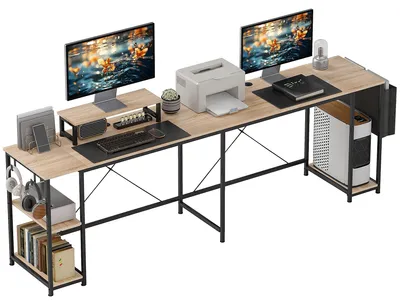Zdjęcie produktu dla Biurko narożne Wende – styl industrialny, regulowane | Kolor: brązowy | Wymiary: 168x120x90 cm