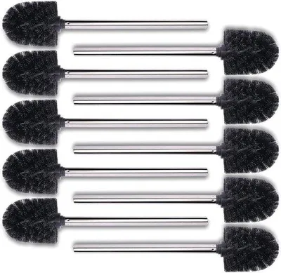 Produktbild von Famanu WC-Bürsten Ersatzset mit schwarzem Bürstenkopf und Edelstahlgriff - 10er Pack