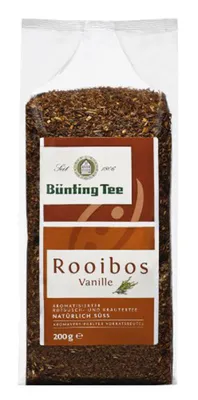Zdjęcie produktu dla Herbata Rooibos o smaku waniliowym Bünting, aromatyzowana wanilią, 200 g