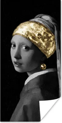Produktbild von MuchoWow® Poster Mädchen mit einem Perlenohrring - Vermeer - Gold 80x160 cm - Kinderzimmer