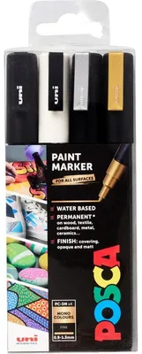 Image de Set de marqueurs acryliques 0,9-1,3 mm - noir, or, argent, blanc 4 pcs