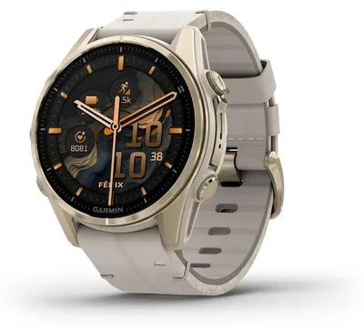 Image de Garmin Fenix 8 3,3 cm (1,3") AMOLED 43 mm Numérique 416 x 416 pixels Écran tactile Or Wi-Fi GPS (satellite)