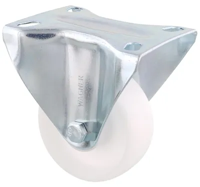 Produktbild von WAGNER Bockrolle/Möbelrolle Ø 80 mm, Transportrolle mit Rollenlager, Stahl verzinkt, weiß, Tragkraft 50 kg - 04338001
