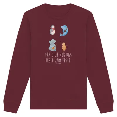 Produktbild von Mr. & Mrs. Panda Baumwoll Pullover Big Band Größe S - Burgundy - Geschenk, Maus, Pinguin, Gitarre, Lustige Sprüche, Musik, Hund, Sweatshirt, Elefant, Sweater, Pulli