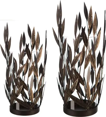 Image de GILDE Windlicht, "Twigs", Blattmotiv, Glas, Metall, goldfarben, , H. 31 cm, D. 13 cm 74963