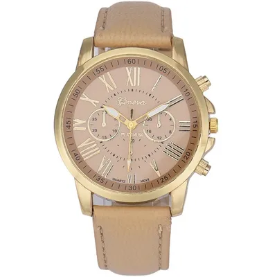 Produktbild von Elegante Damenarmbanduhr CH-2491 in Braun mit Kunstlederarmband KP2491